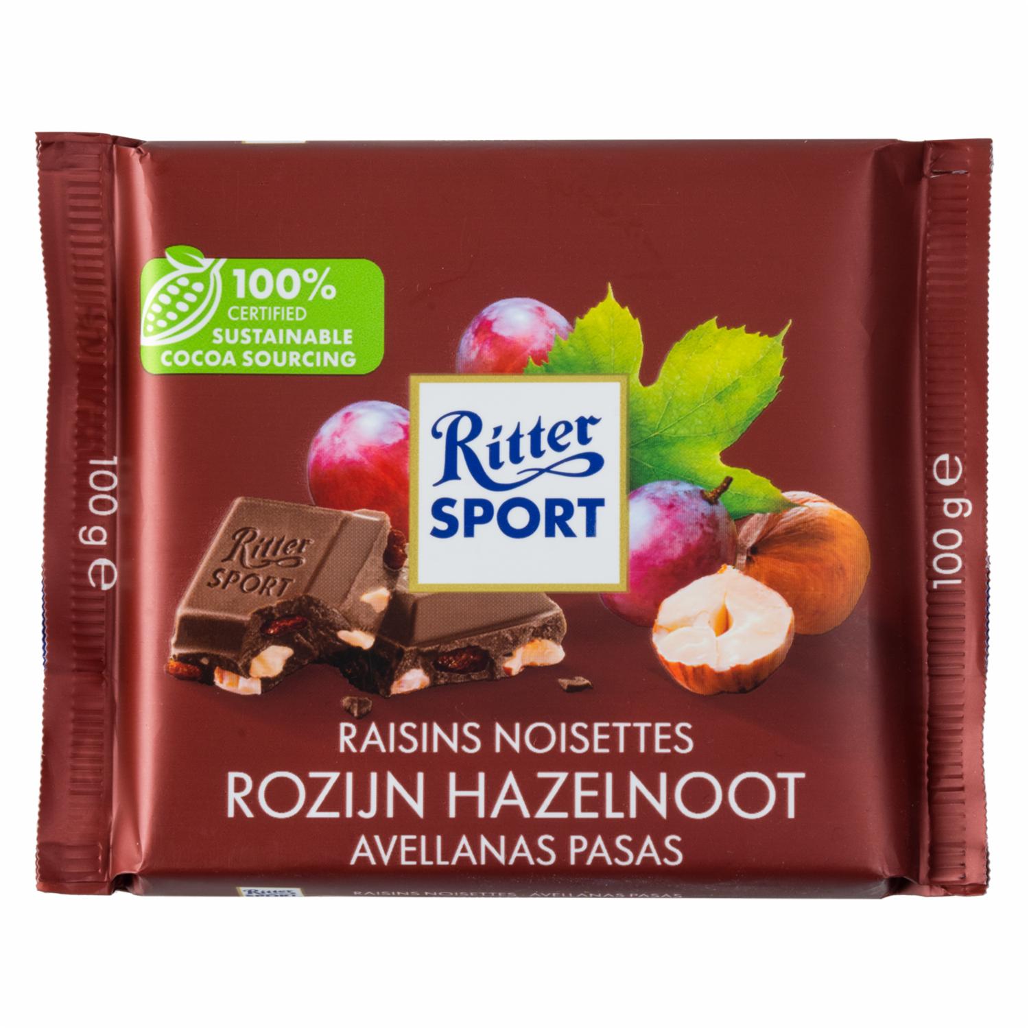 Chocolate Con Leche Avellanas Y Pasas RITTER SPORT Tableta Supermaxi