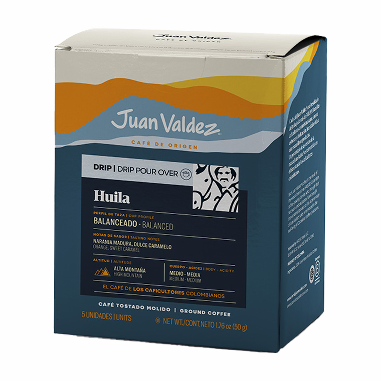 Café Tostado Y Molido Drip Huila JUAN VALDEZ 50 G