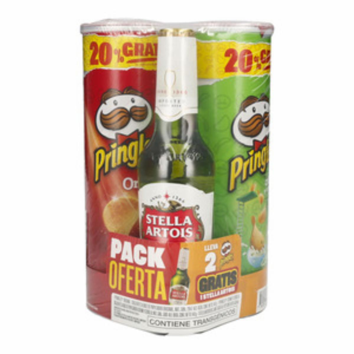 Papas Fritas 2Pack Sabor Original Mas Crema Cebolla + Cerveza Stella PRINGLES 2 X 149 g