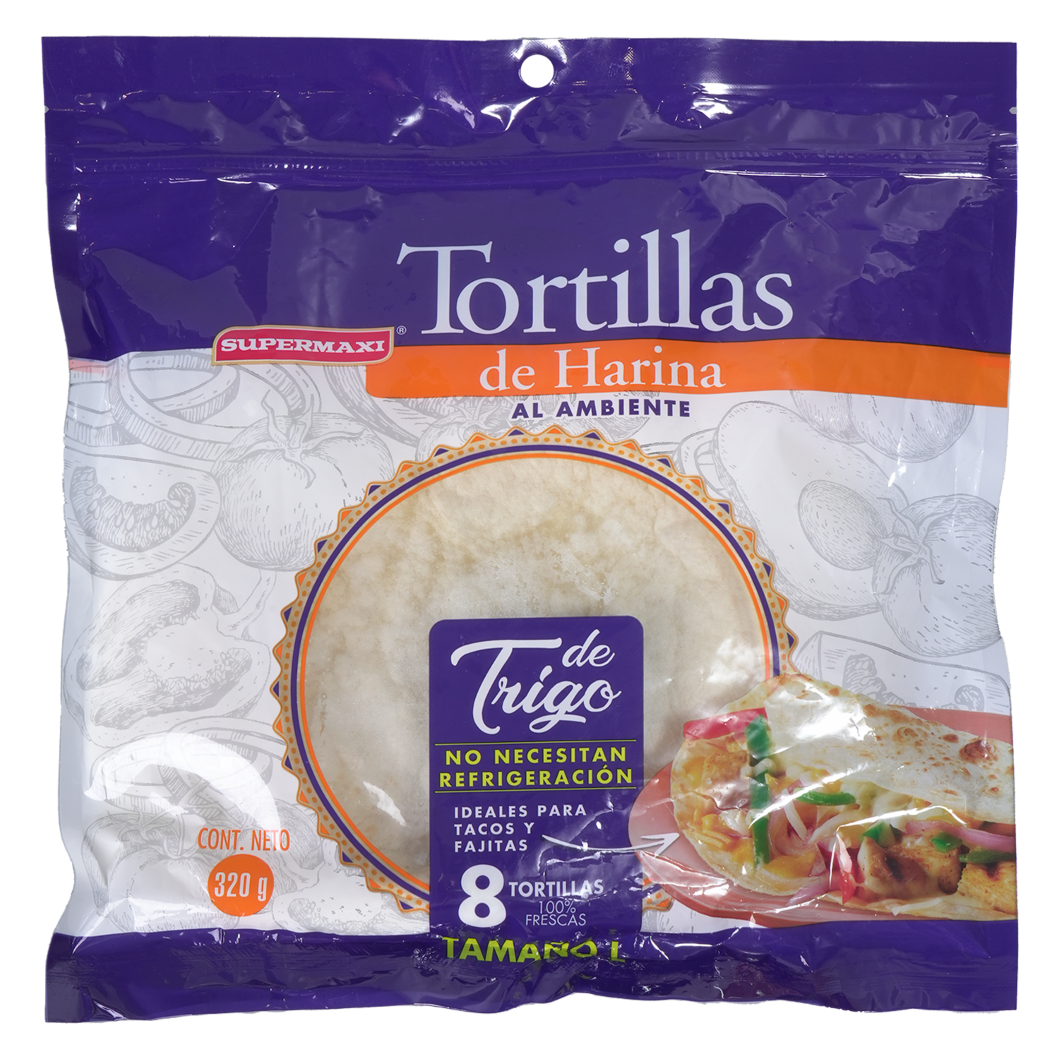 Tortilla De Harina Al Ambiente SUPERMAXI x 8 Unidades