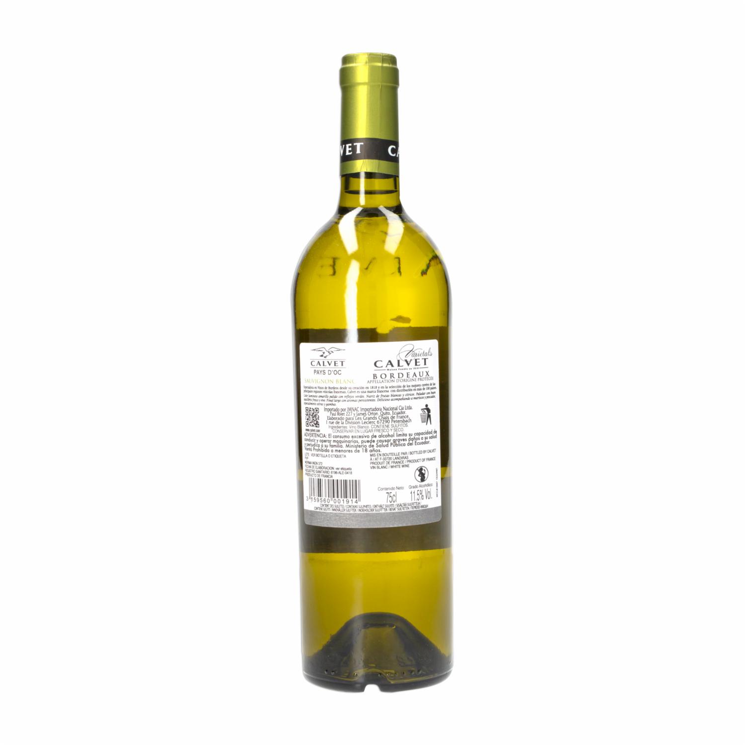 Vino Blanco Sauvignon Blanc Calvet 750 Ml