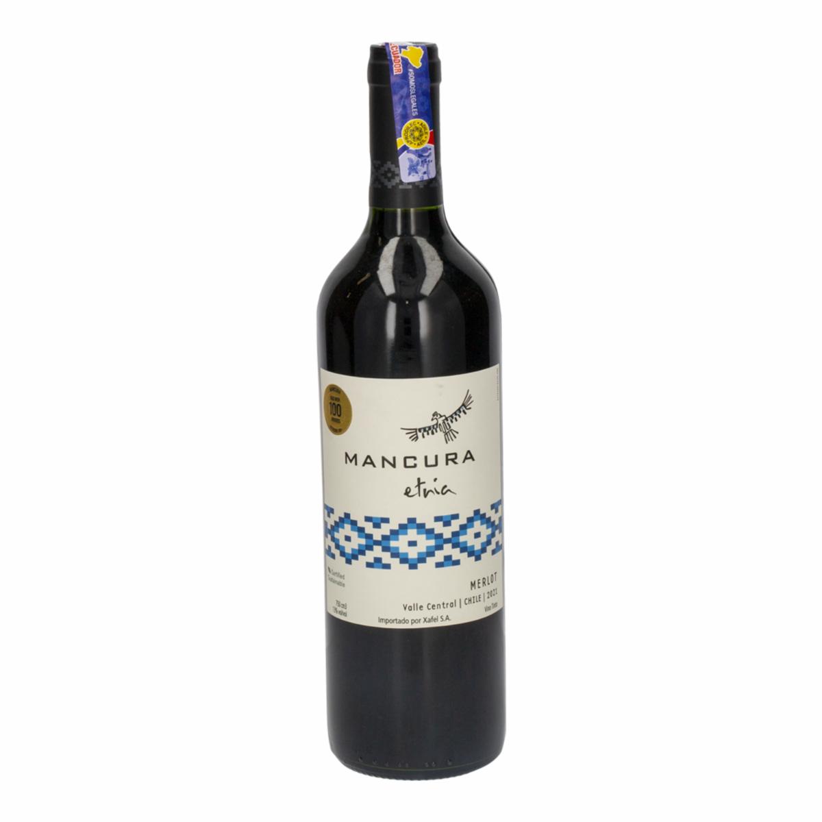 Vino Tinto Chileno Etnia Merlot MANCURA 750 Ml