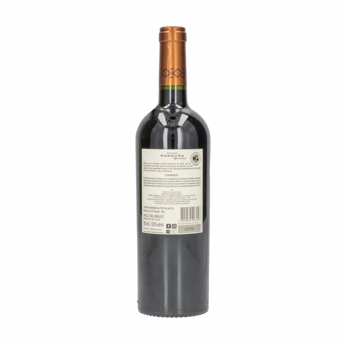 Vino Tinto Guardian Reserva Carmenere Chileno Mancura 750 Ml