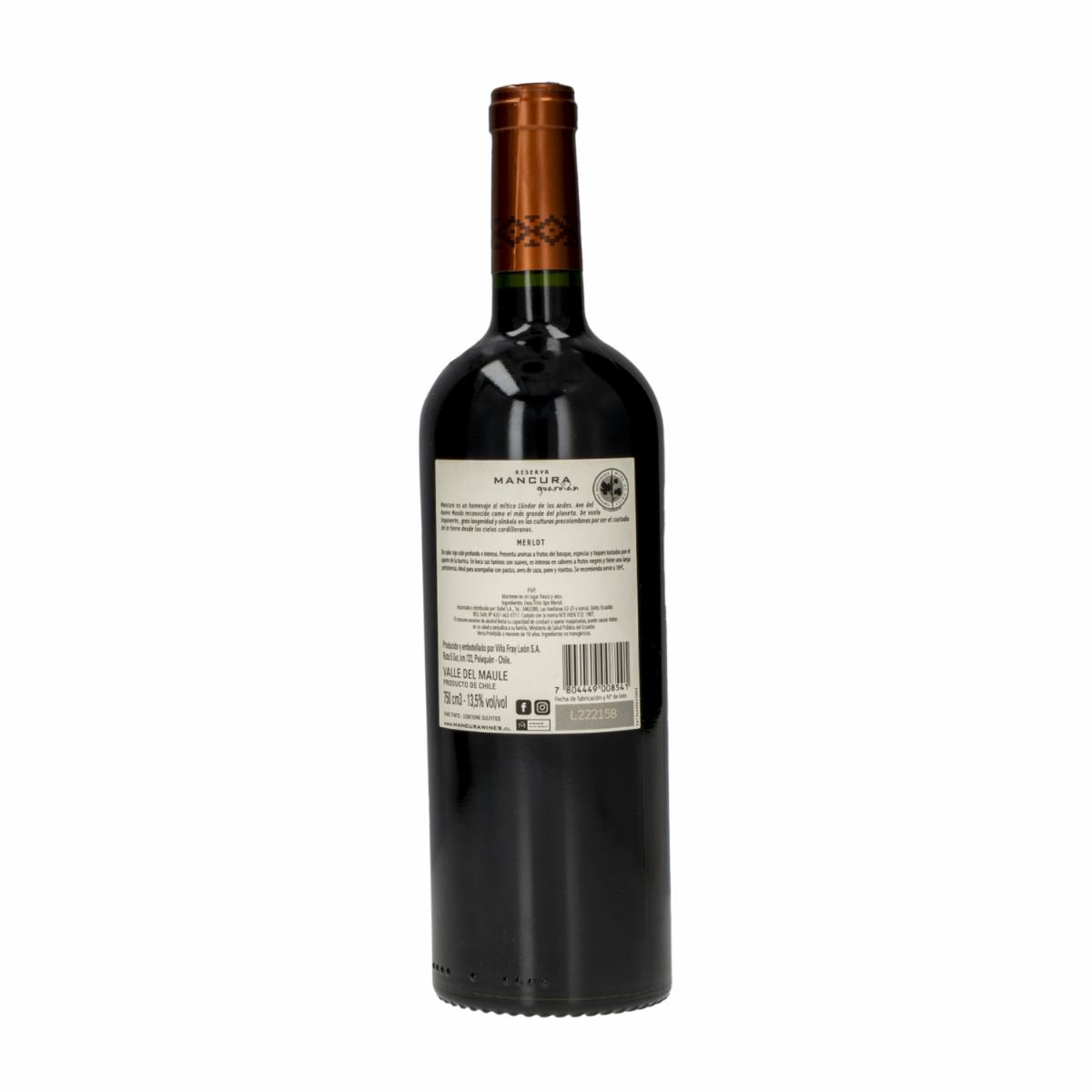 Vino Tinto Guardian Reserva Merlot Chileno Mancura 750 Ml