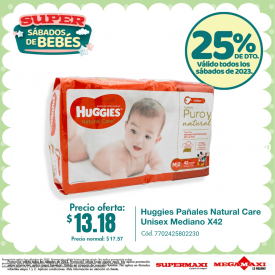 Huggies Pañales Natural Care Unisex Mediano X42