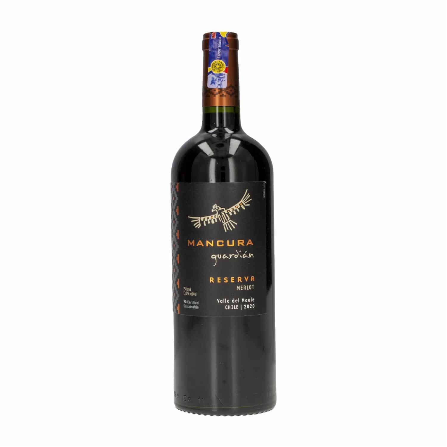 Vino Tinto Guardian Reserva Merlot Chileno Mancura 750 Ml