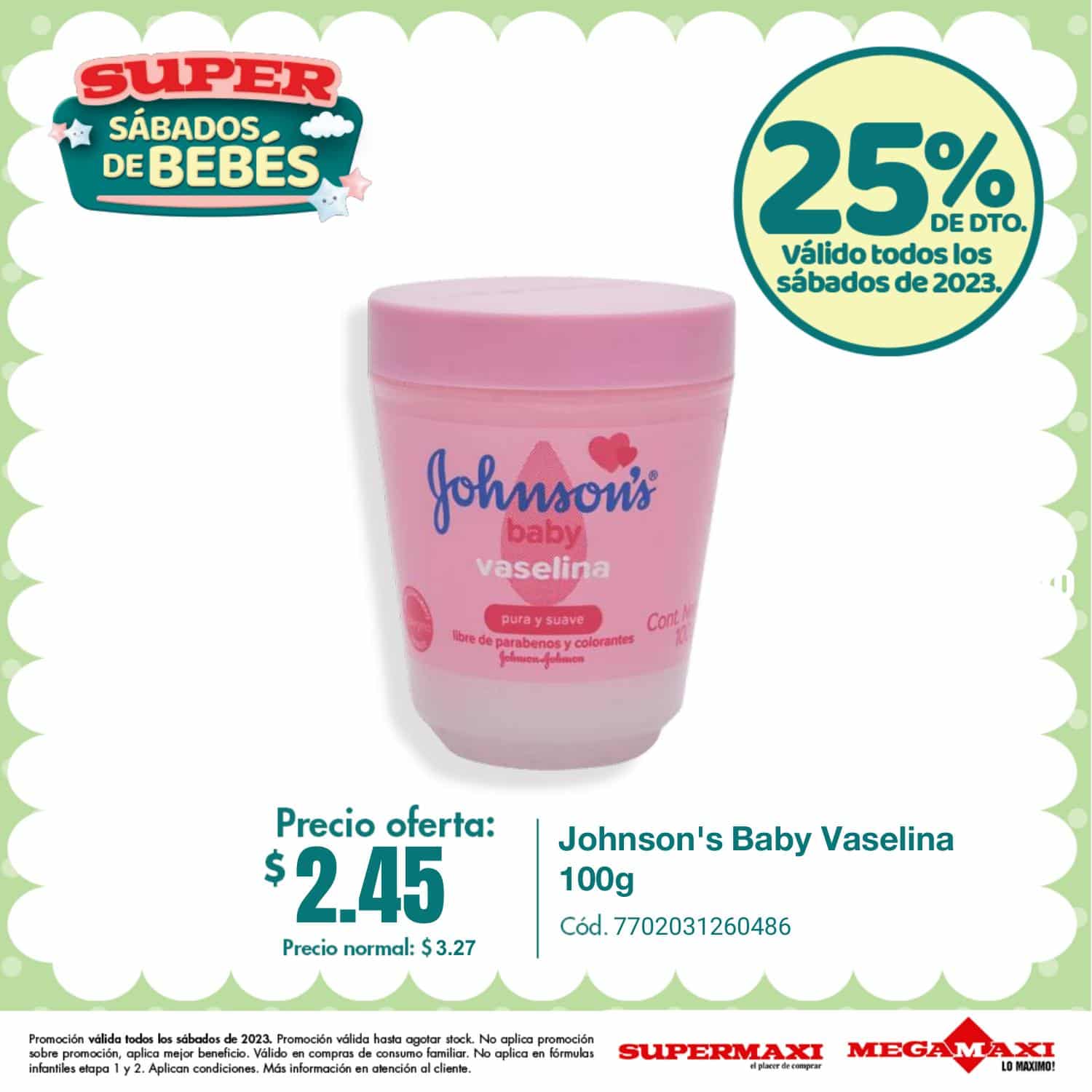 Johnson's Baby Vaselina 100g Supermaxi