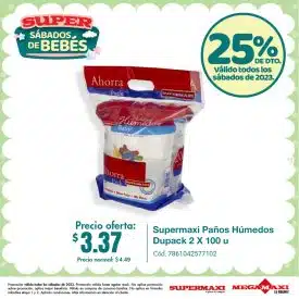 Supermaxi Paños Húmedos Dupack 2 X 100 u