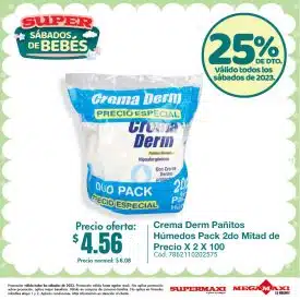 Crema Derm Pañitos Húmedos Pack 2do Mitad de Precio X 2 X 100