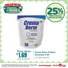 Crema Derm Pañitos Húmedos X 50