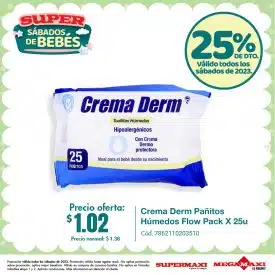 Crema Derm Pañitos Húmedos Flow Pack X 25u