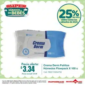 Crema Derm Pañitos Húmedos Flowpack X 100u