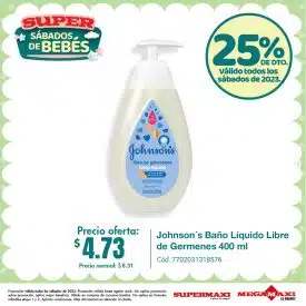 Johnson´s Baño Líquido Libre de Germenes 400 ml