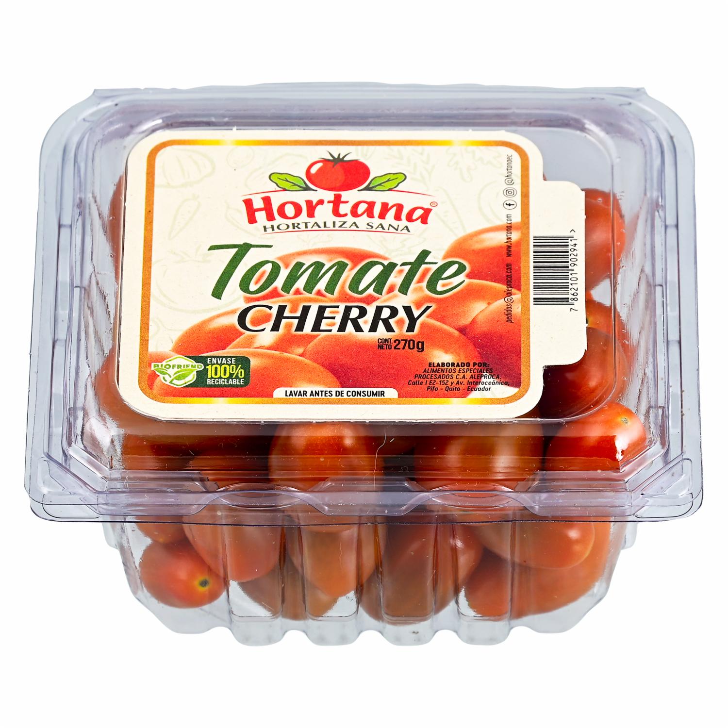 Tomate Cherry En Tarrina Biodegradable HORTANA 270 G