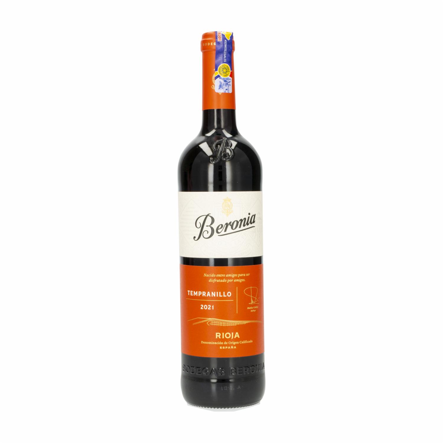 Vino Tinto Tempranillo BERONIA 750 Ml