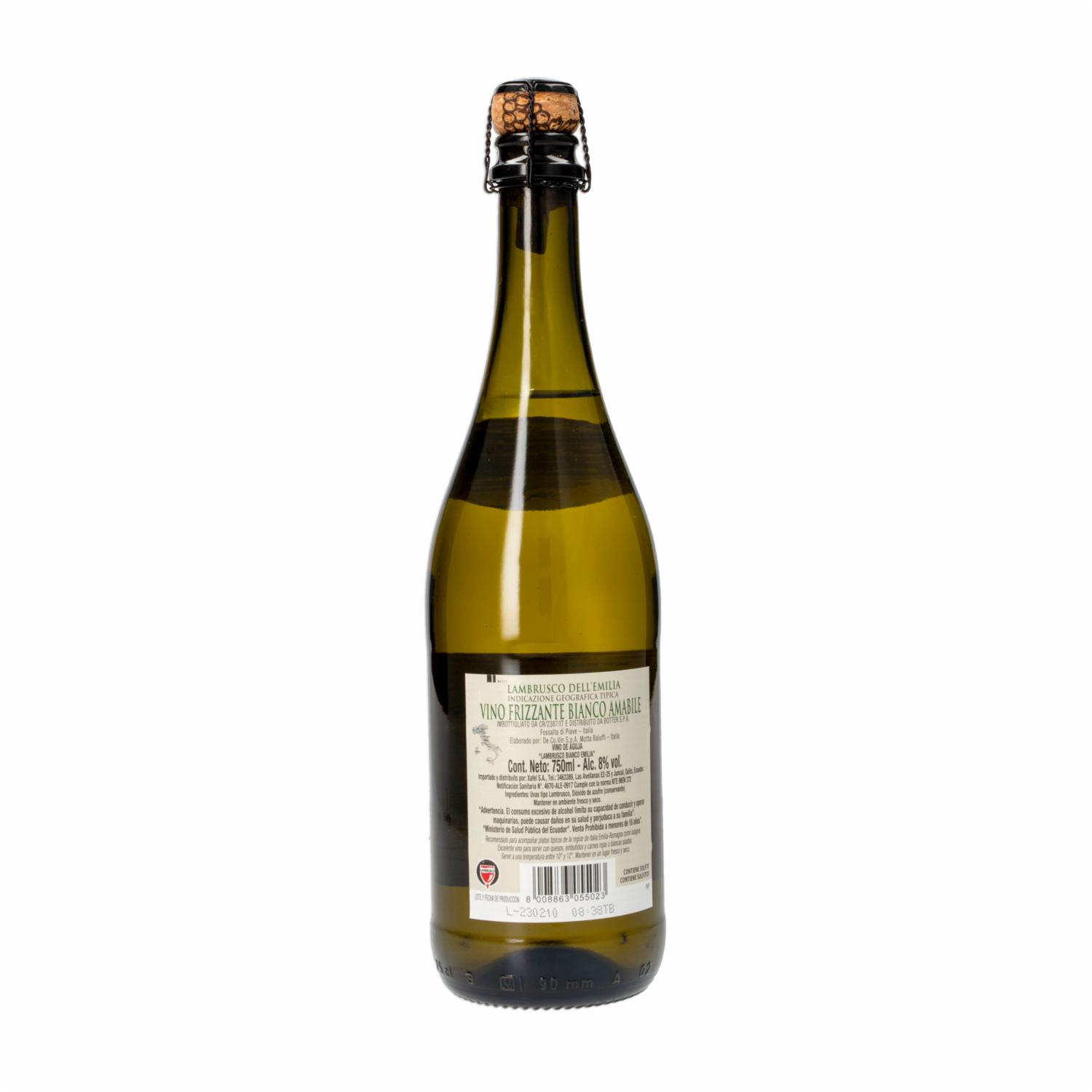 Vino Espumante Lambrusco Emilia Bianco Case Rosse 750 Ml