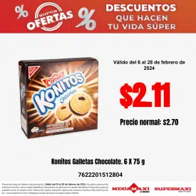 Konitos Galletas Chocolate. 6 X 75 g