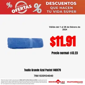 Toalla Grande Azul Pastel 140X70