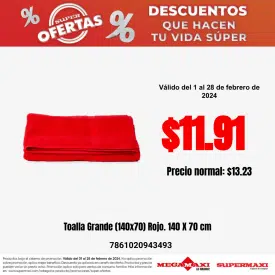 Toalla Grande (140×70) Rojo. 140 X 70 cm