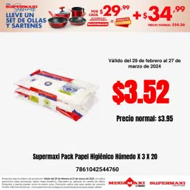 Supermaxi Pack Papel Higiénico Húmedo X 3 X 20
