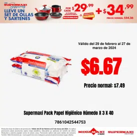 Supermaxi Pack Papel Higiénico Húmedo X 3 X 40