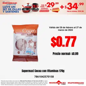Supermaxi Cocoa con Vitaminas 170g