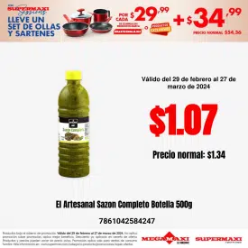 El Artesanal Sazon Completo Botella 500g