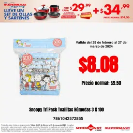 Snoopy Tri Pack Toallitas Húmedas 3 X 100