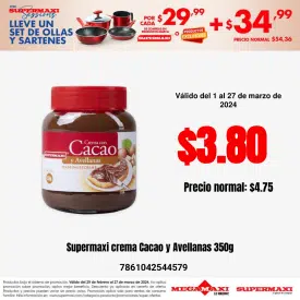Supermaxi crema Cacao y Avellanas 350g