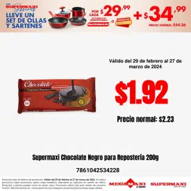 Supermaxi Chocolate Negro para Repostería 200g