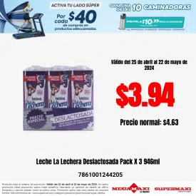 Leche La Lechera Deslactosada Pack X 3 946ml