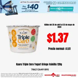 Kaaru Triple Cero Yogurt Griego Vainilla 120g
