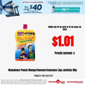 Wanabana Pouch Mango/banano/manzana Liga Justicia 90g