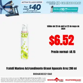 Fratelli Mantova Act/condimento Girasol Aguacate Arroz 200 ml