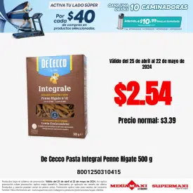 De Cecco Pasta Integral Penne Rigate 500 g