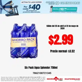 Six Pack Agua Splendor 750ml