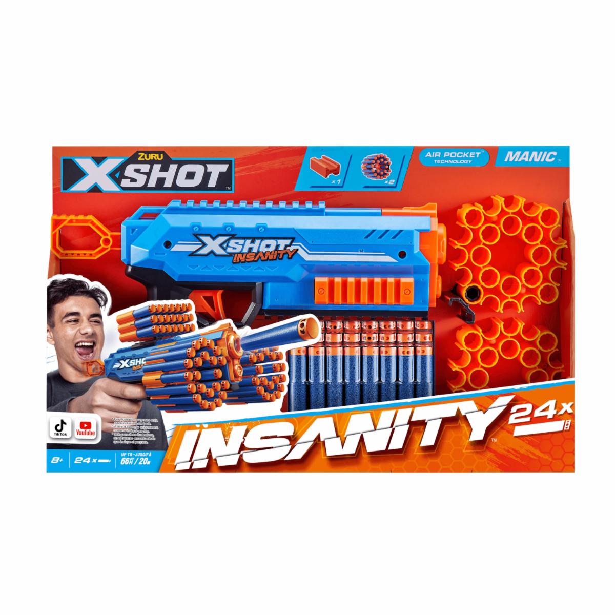 Lanzador Insanity X SHOT Incluye 24 Dardos