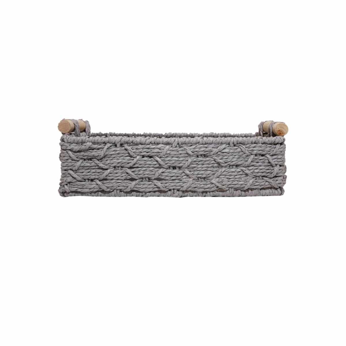 Cesta Rectangular Azas De Madera Con Tejido Gris FREE HOME Unidad
