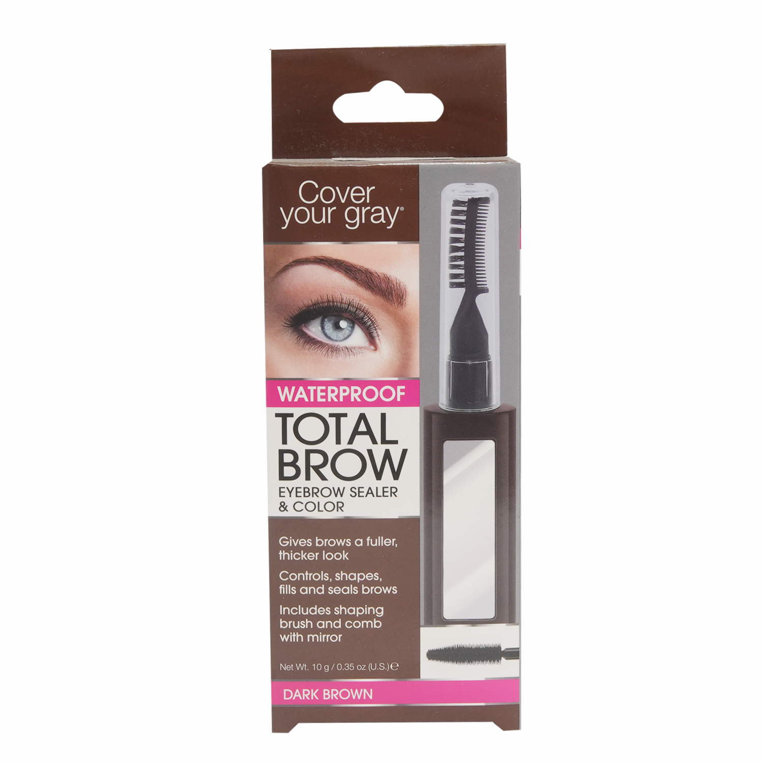 Máscara De Cejas Sellante Con Peinilla Café Oscuro COVER YOUR GRAY 10 G