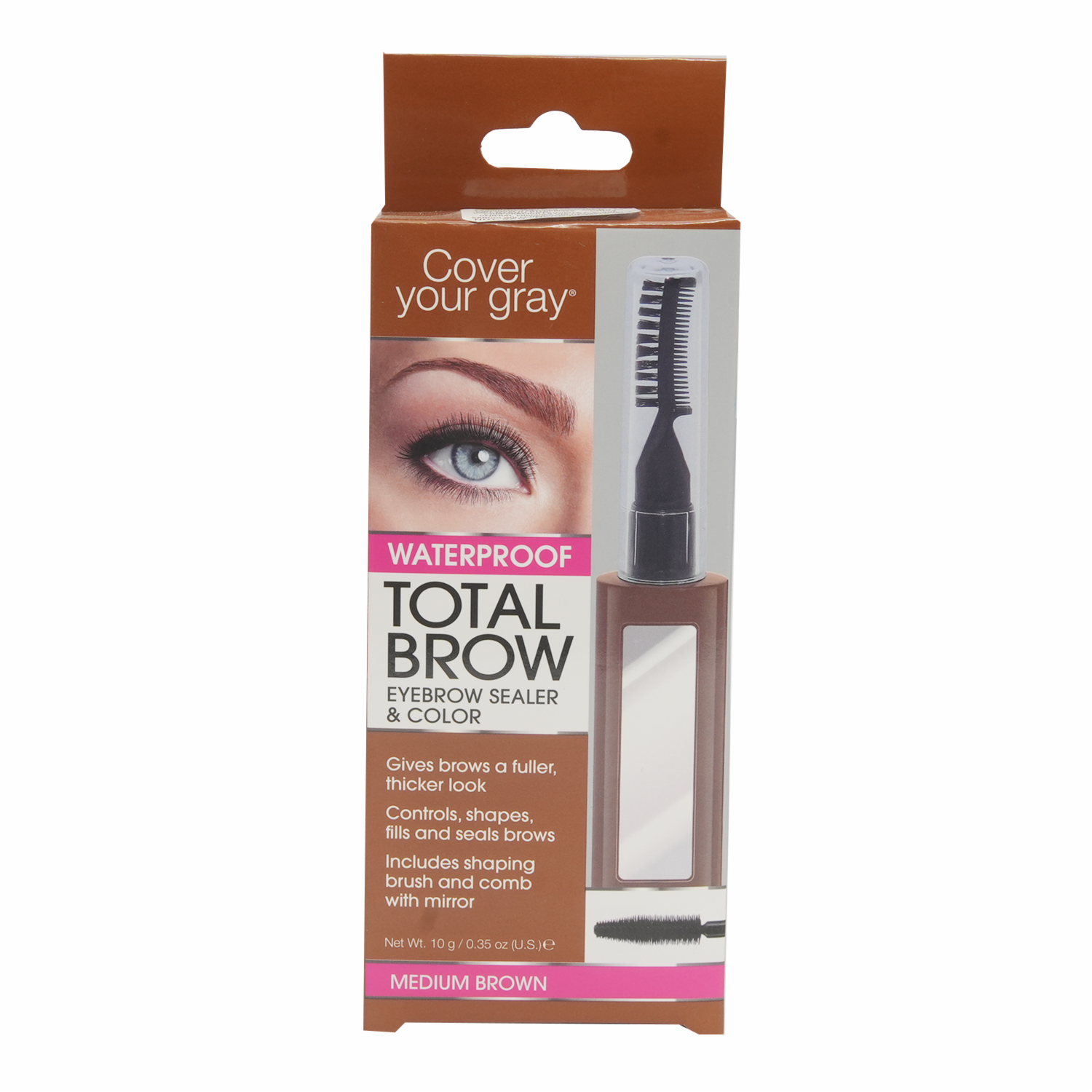 Máscara De Cejas Sellante Con Peinilla Café Medio COVER YOUR GRAY 10 G
