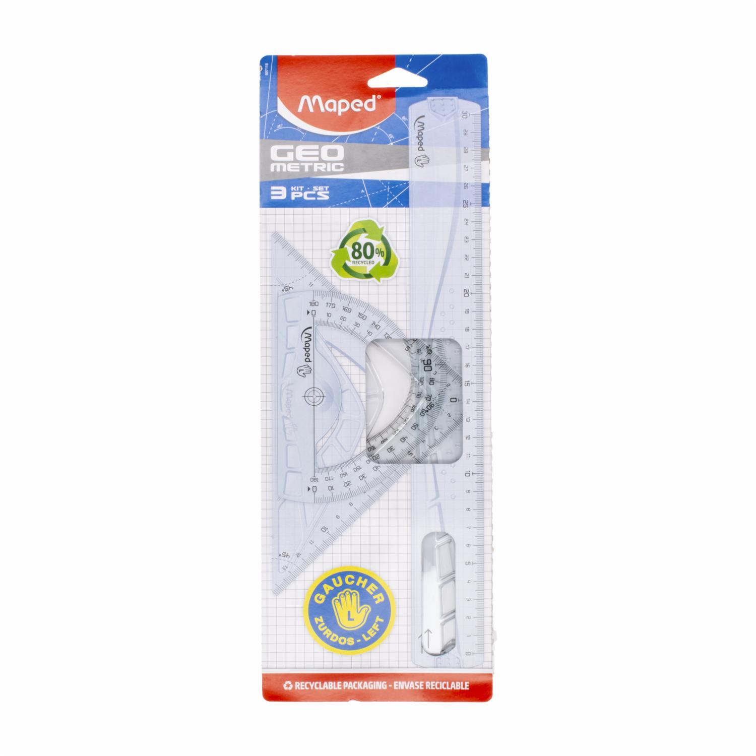 Juego Geométrico Para Zurdos MAPED X 3 Piezas