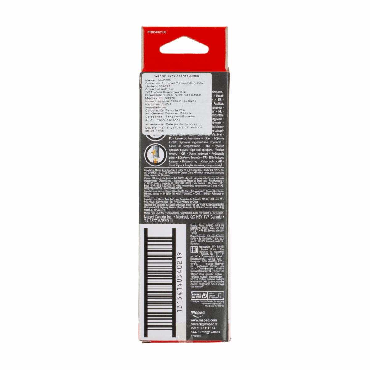 Lapices De Grafito Diseño Black Peps Jumbo MAPED X 12 Uds
