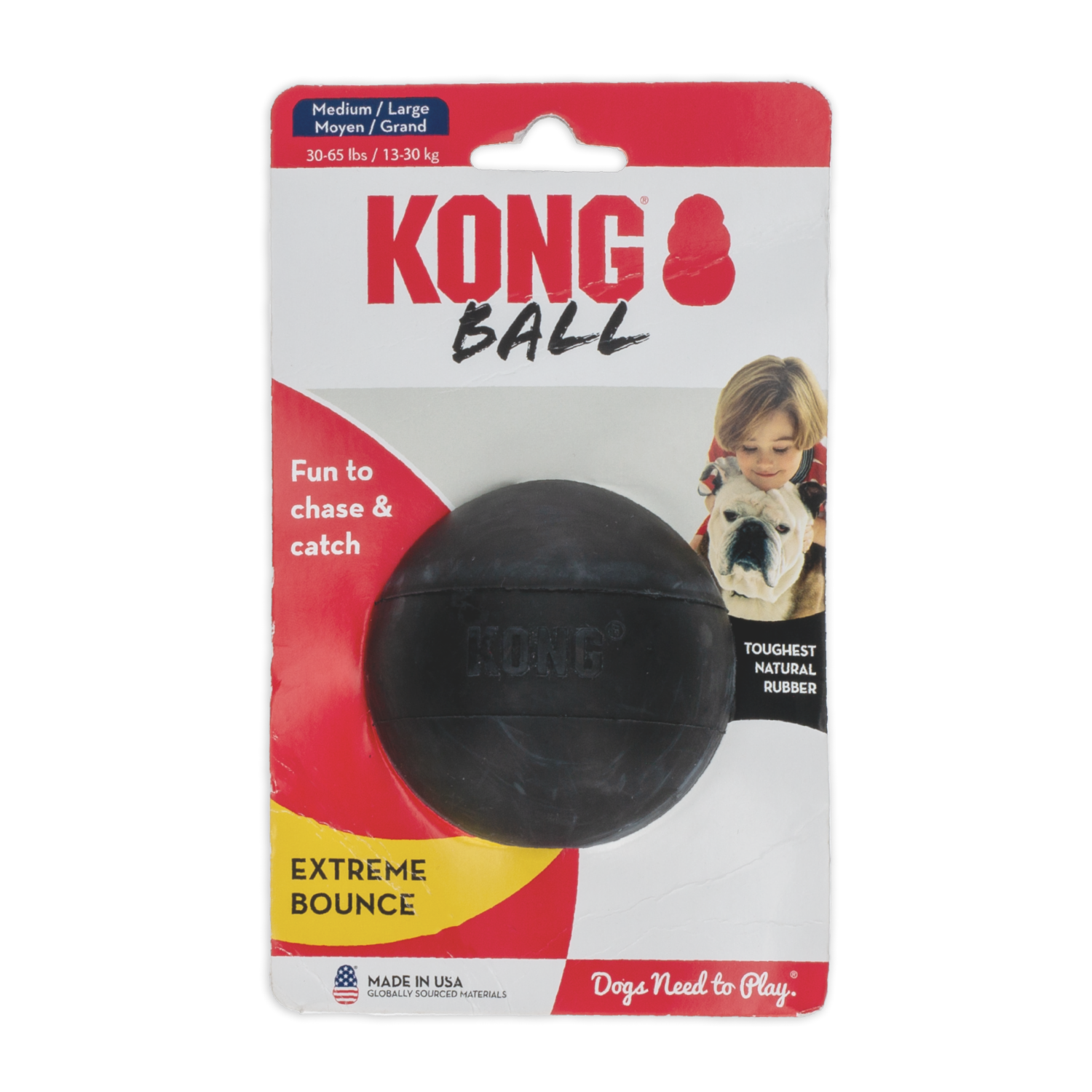 Pelota Para Mascota Extrema Color Negra Ultra Resistente KONG Mediano