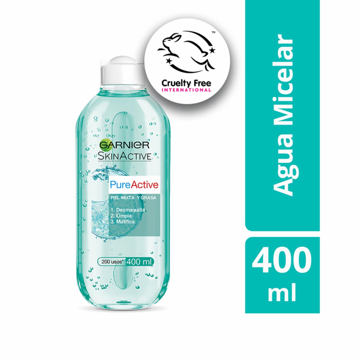 Agua Micelar Pure Active Piel Mixta A Grasa GARNIER SKIN ACTIVE 400 Ml