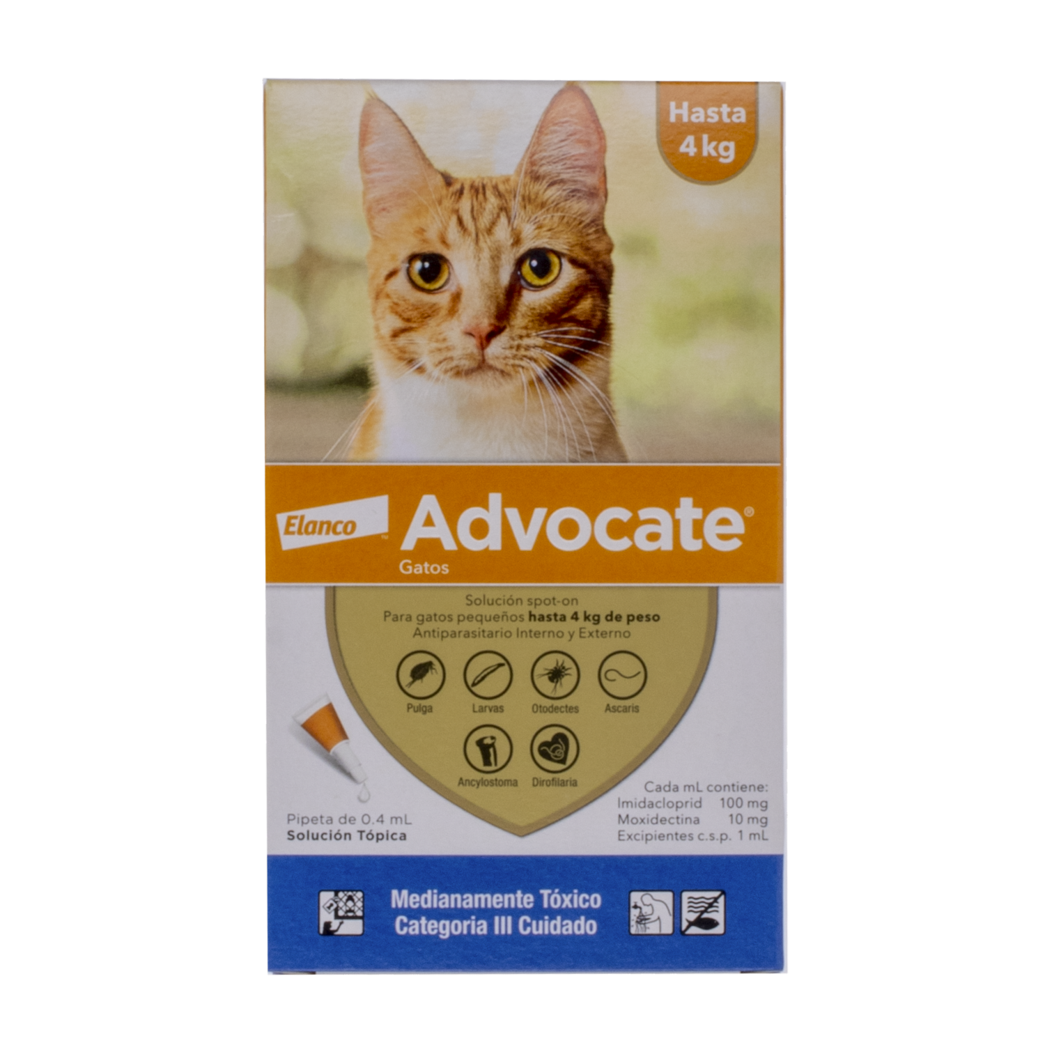 Antiparasitario Externo En Pipeta Para Gatos De  Hasta 4KG ADVANTAGE 0,4 Ml