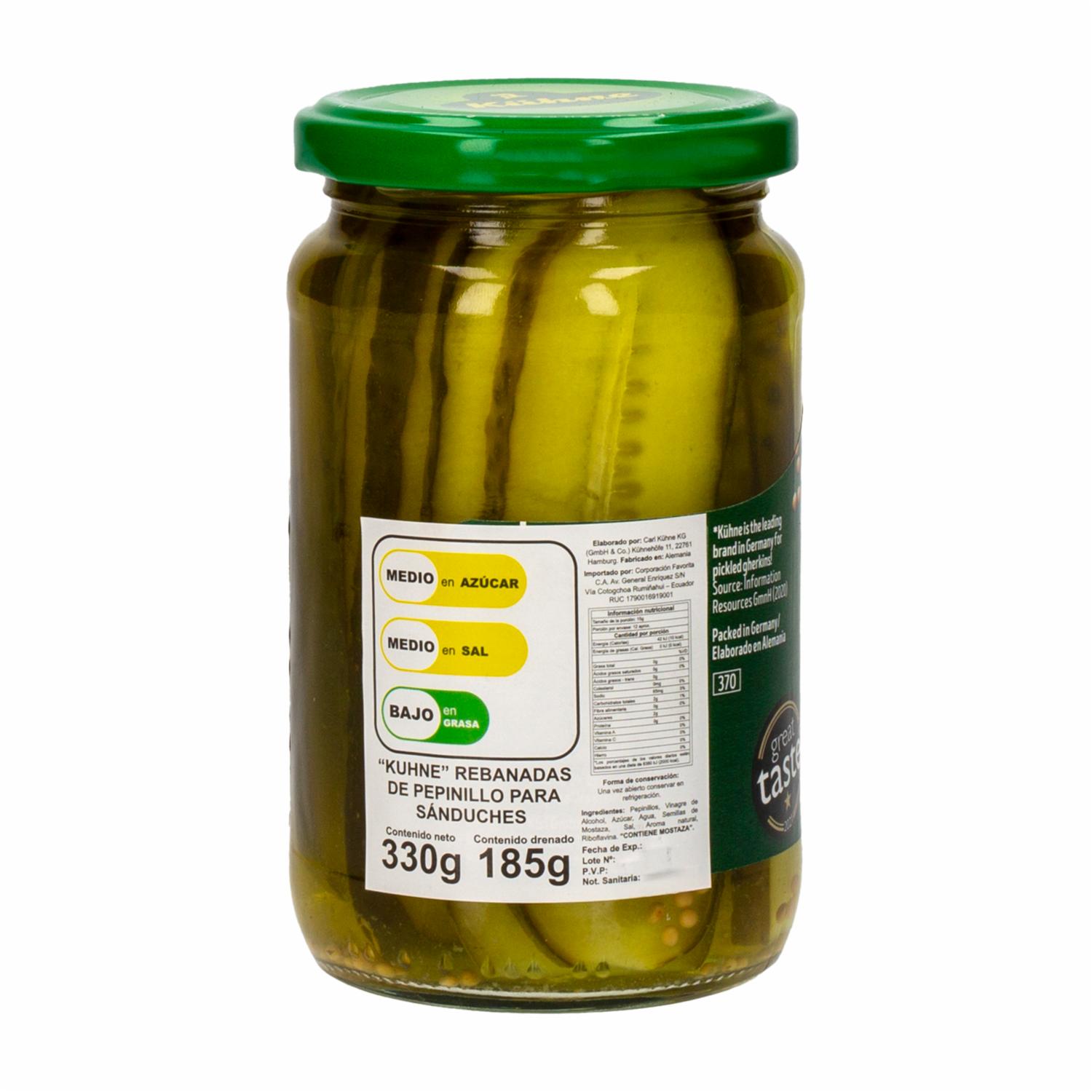 Pepinillo Rebanadas Para Sanduches KÜHNE 330 g