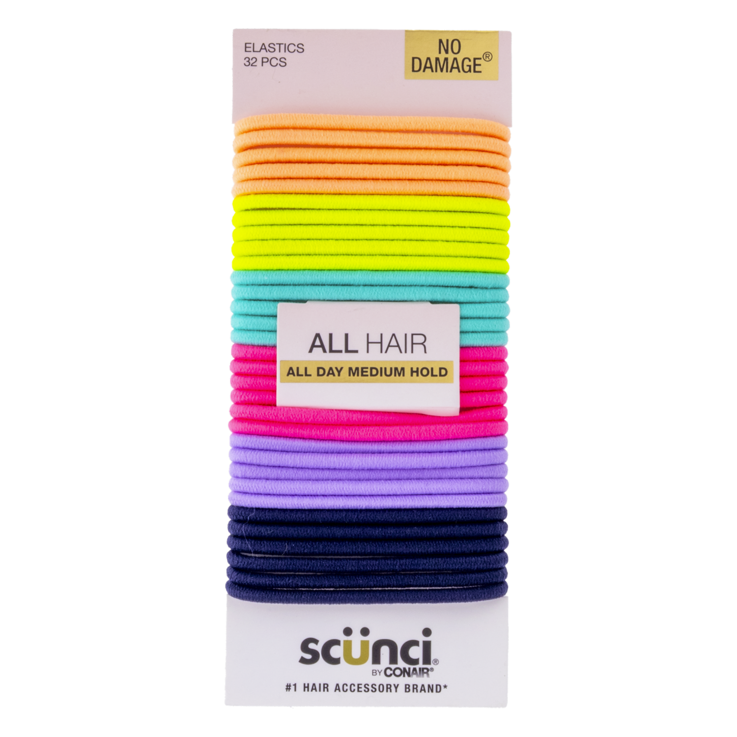 Vinchas De Cabello Tipo Ligas Deportivas Sin Daños De 4Mm CONAIR Longitud Perfecta 32 Piezas
