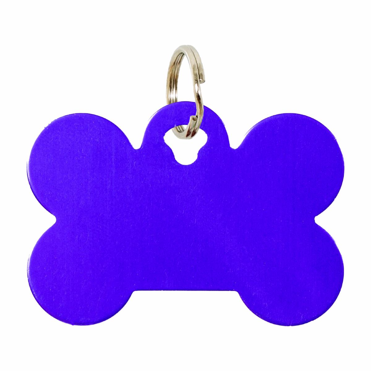 Placa Para Collar Metalica Con Forma De Hueso Color Morado DRAGON ENGRAVERS Unidad
