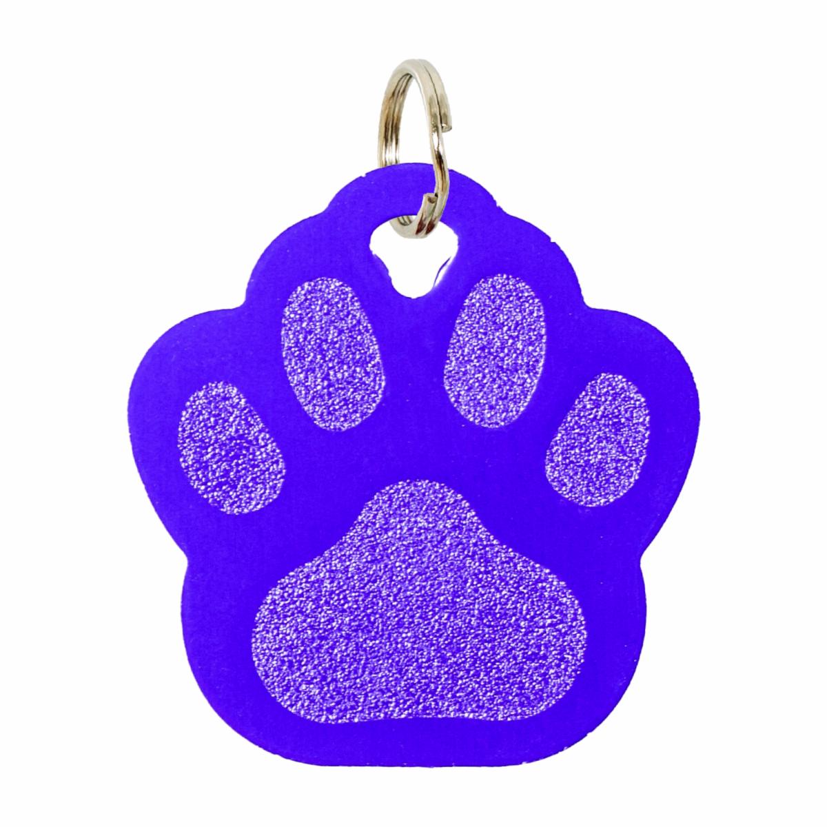 Placa Para Collar Metalica Con Forma De Huellas Color Morado DRAGON ENGRAVERS Unidad
