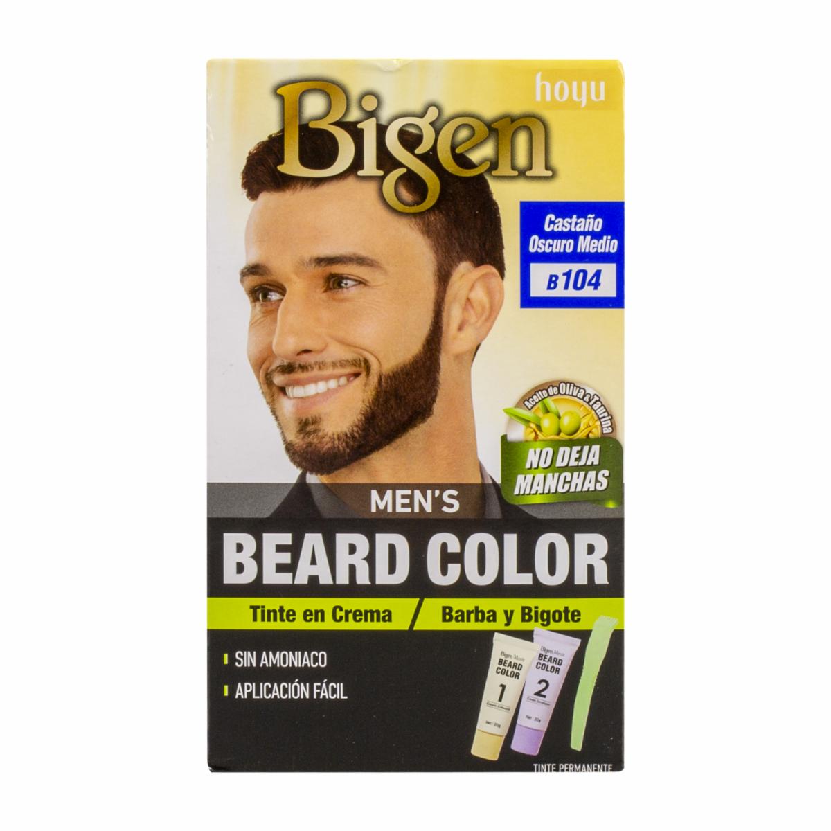 Tinte Para Barba Y Bigote Sin Amoníaco N° B.104 Castaño Oscuro Medio BIGEN MEN’S 1 Kit